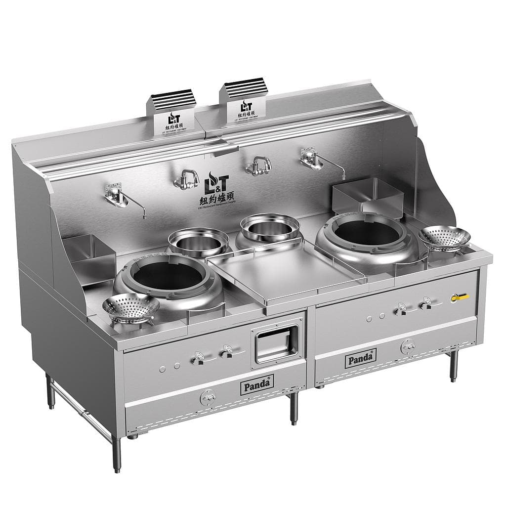 Turbo Wok Range 2 Burners + 2 Warming Pots, 88"x48"x(32"+18")