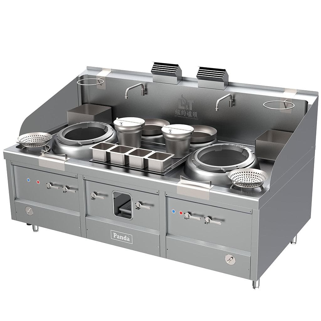 87" Turbo Wok Range 2 Burners + 2 Warming Pots