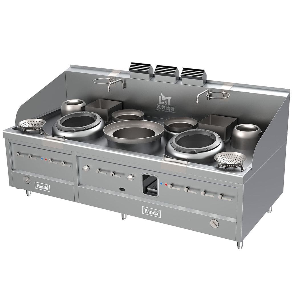 Turbo Wok Range 2 Burners + 2 Warming Pots + 2 Slow Cook Chambers + 1 Large Stockpot