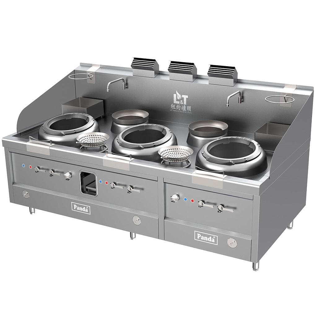 Turbo Wok Range 3 Burners + 2 Warming Pots