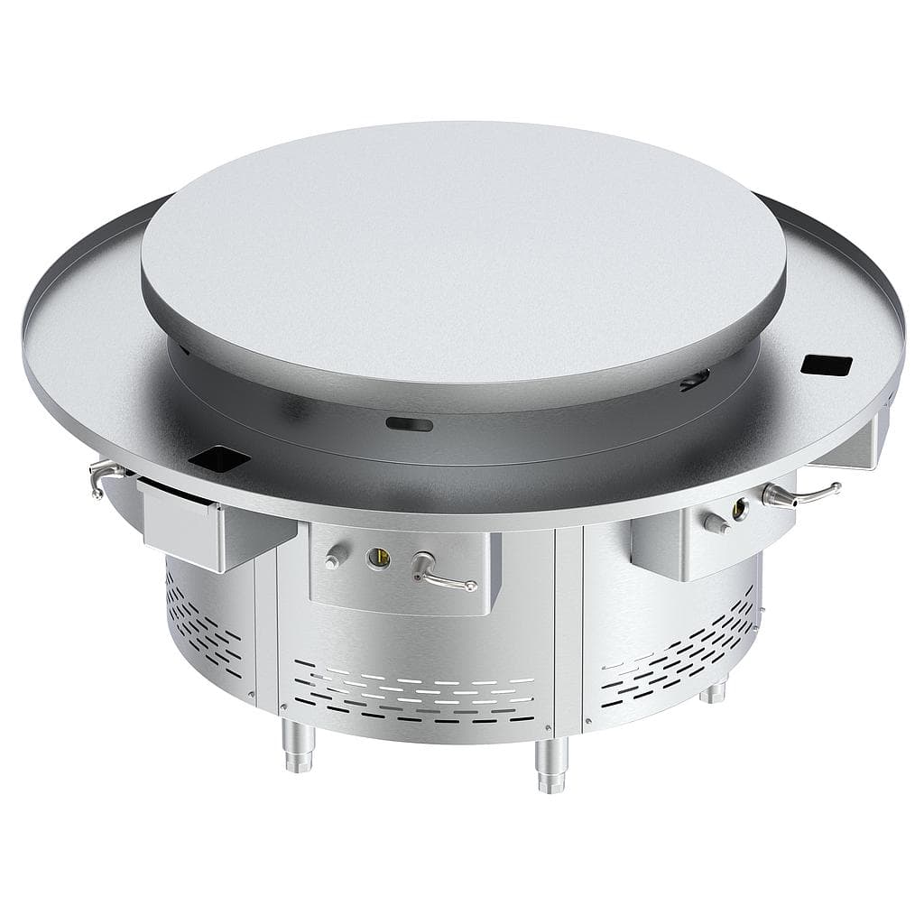 48" Round Mongolian BBQ Grill, 1.2" Hot Roll Plate